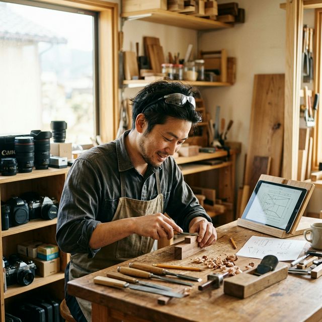 The founder crafting a MagicFrame in his workshop