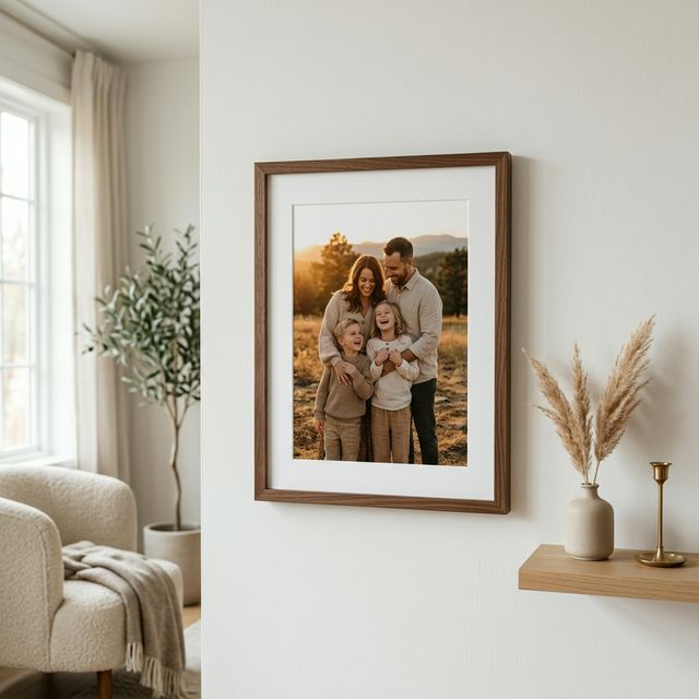 MagicFrame displaying a family portrait on a wall